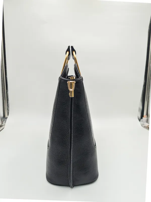 Black_Faux_Leather_Structured_Handbag_For_Women