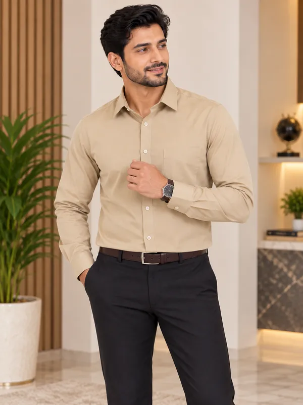 Beige_100%_Cotton_Formal_Shirt_for_Men