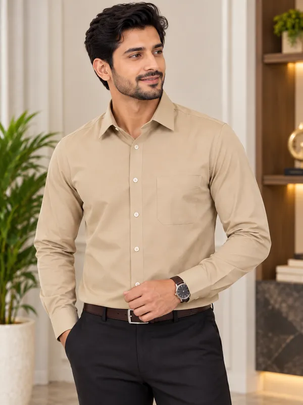 Beige_100%_Cotton_Formal_Shirt_for_Men