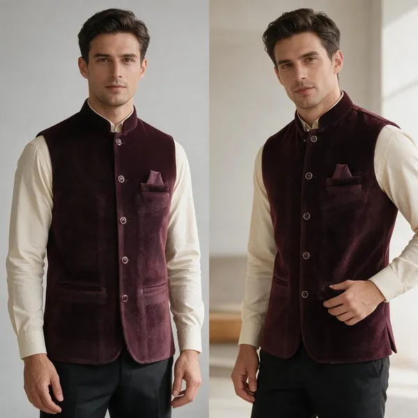 Maroon_Velvet_Nehru_Waistcoat_for_Men