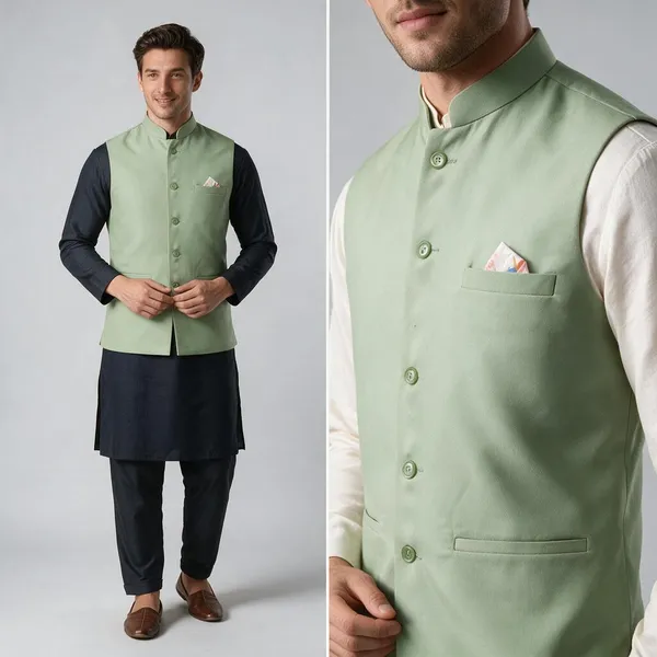 Light_Green_Nehru_Collar_Waistcoat_for_Men