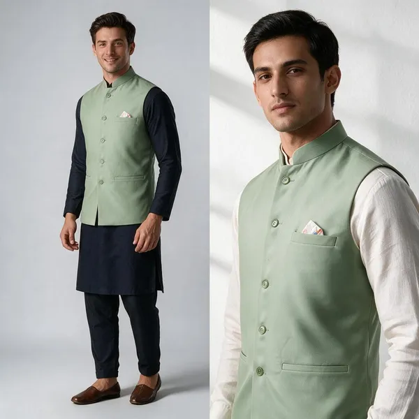 Light_Green_Nehru_Collar_Waistcoat_for_Men