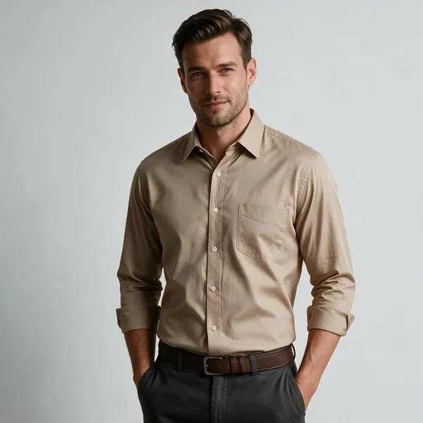 Beige_100%_Cotton_Formal_Shirt_for_Men