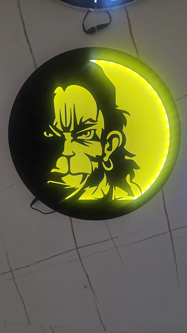 Metal_Round_LED_Hanuman_Wall_Light