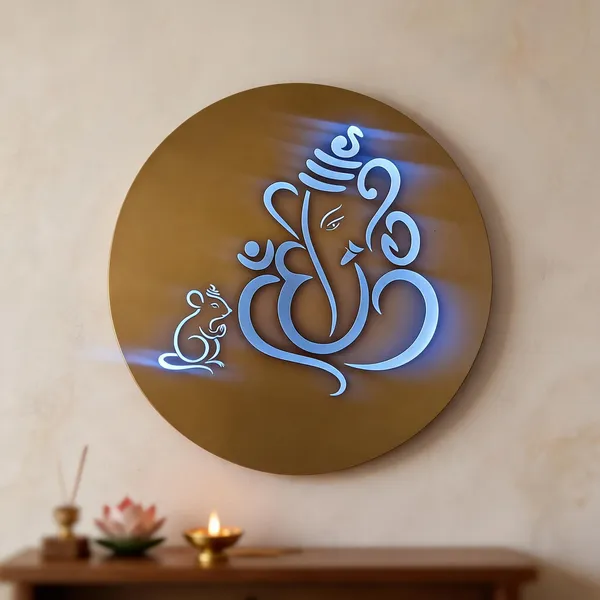 Metal_Devotional_Ganesha_Round_LED_Wall_Sign