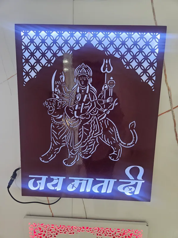 Metal_Devotional_Durga_Jai_Mata_Di_Square_LED_Wall_Sign