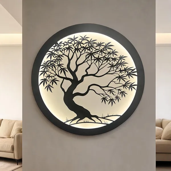 Metal_Modern_Tree_Pattern_Round_LED_Wall_Light