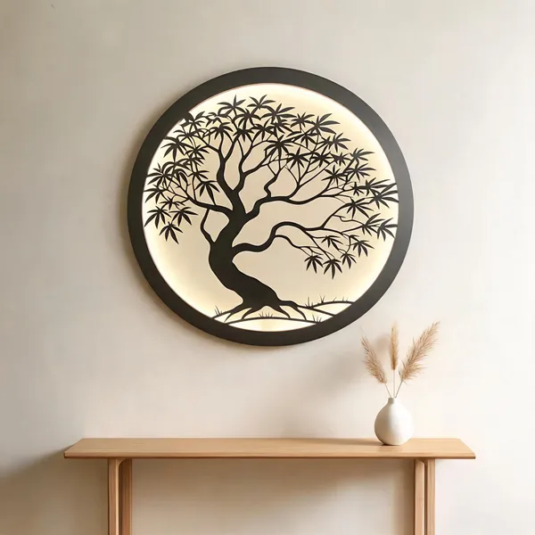 Metal_Modern_Tree_Pattern_Round_LED_Wall_Light