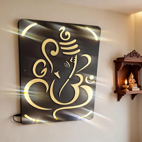 Metal_Devotional_Ganesha_Square_LED_Wall_Sign