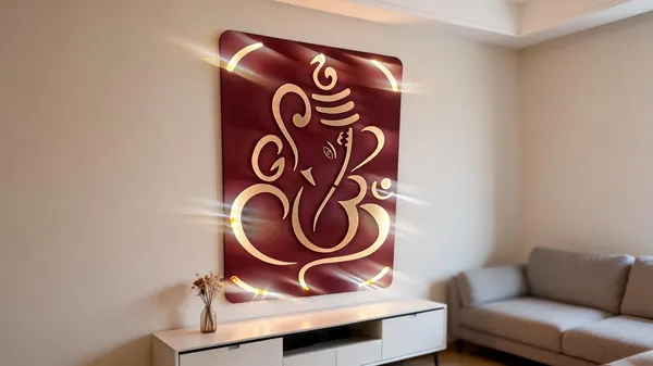 Metal_Devotional_Ganesha_Square_LED_Wall_Panel