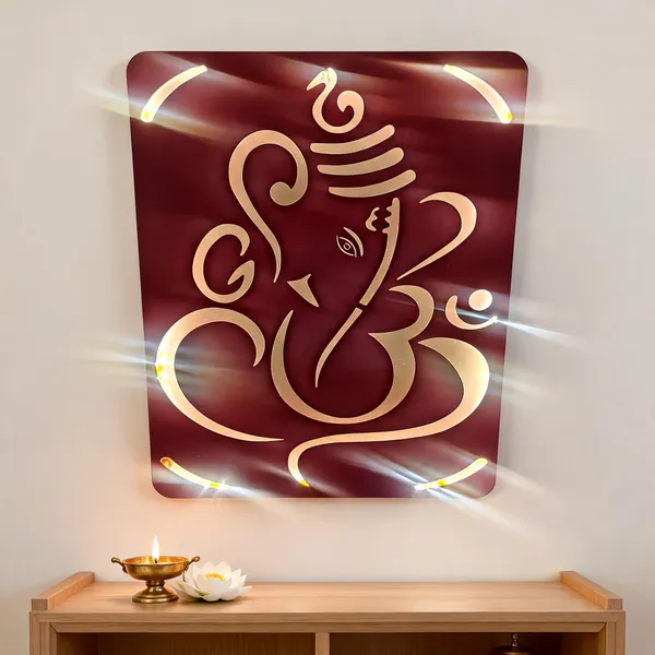 Metal_Devotional_Ganesha_Square_LED_Wall_Panel