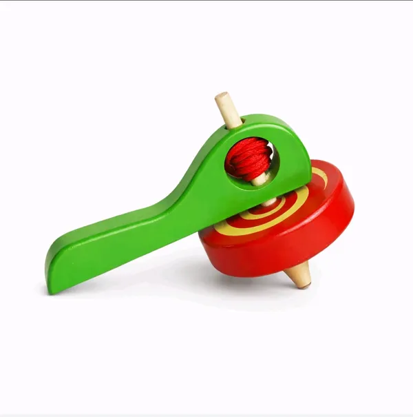 Green_And_Red_Spinning_Top_Toy_With_Launcher