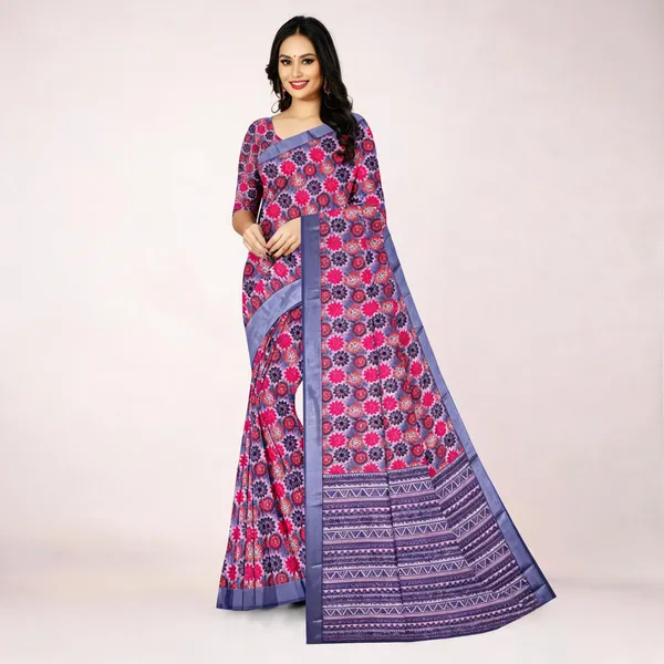 Purple_Floral_Print_Saree_For_Women