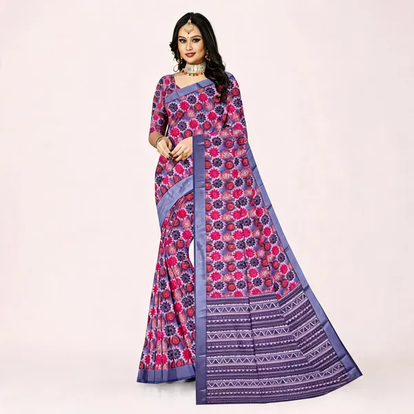 Purple_Floral_Print_Saree_For_Women