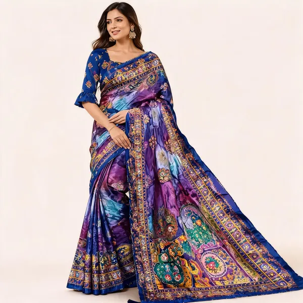 Blue_Printed_Saree_For_Women