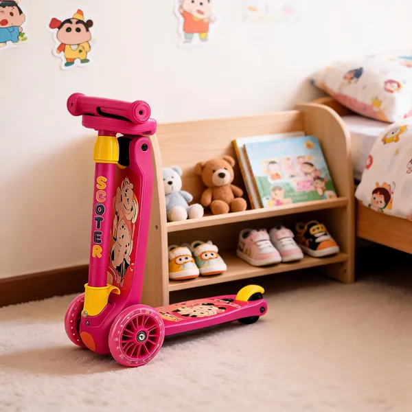 Pink_Foldable_Height-Adjustable_3-Wheel_Kids_Scooter