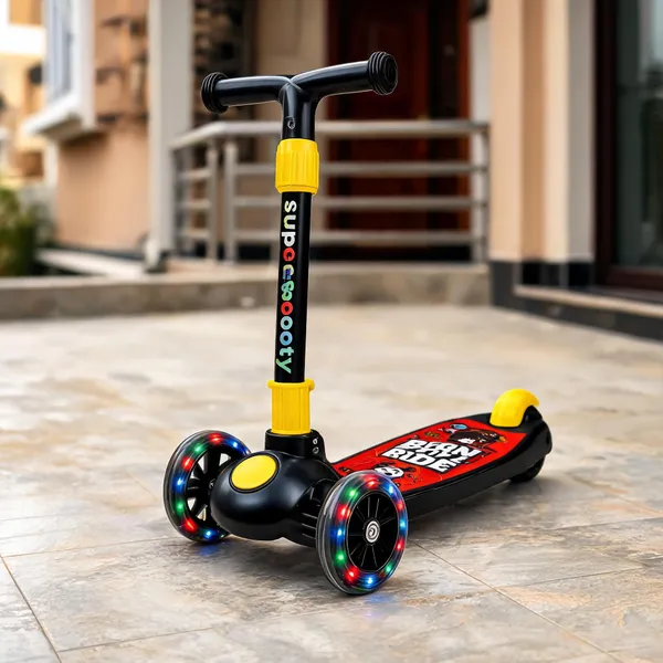 Black_Yellow_Foldable_Adjustable_3-Wheel_Kids_Scooter_LED_Wheels