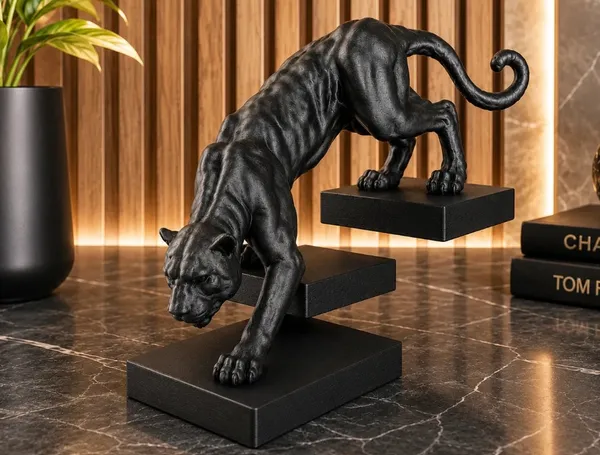 Resin_Contemporary_Black_Leaping_Panther_Sculpture_Showpiece