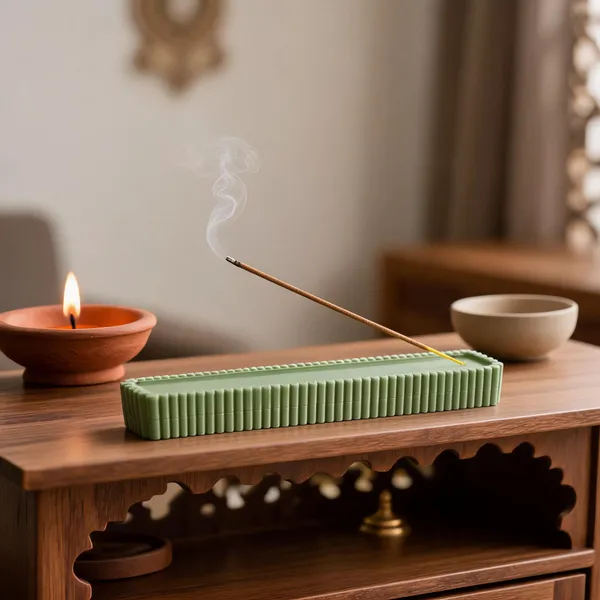 Plastic_Minimalist_Ribbed_Green_Rectangular_Incense_Stick_Holder