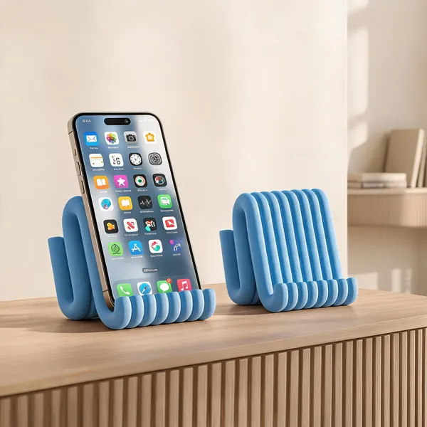 Blue_Plastic_Wavy_Ribbed_3D_Printed_Smartphone_Stand_-_Pack_of_2