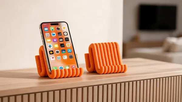 Orange_Plastic_Wavy_Ribbed_3D_Printed_Smartphone_Stand_-_Pack_of_2