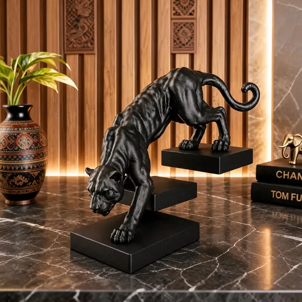 Resin_Contemporary_Black_Leaping_Panther_Sculpture_Showpiece