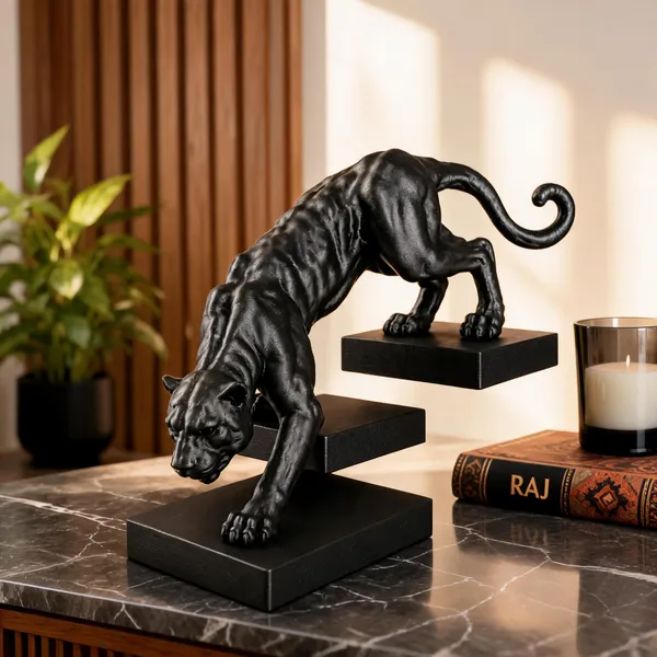Resin_Contemporary_Black_Leaping_Panther_Sculpture_Showpiece