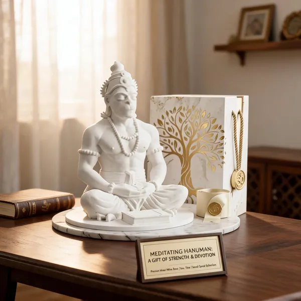 Resin_Spiritual_Meditating_Hanuman_White_Idol