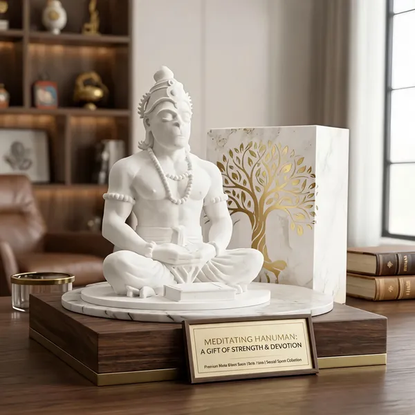 Resin_Spiritual_Meditating_Hanuman_White_Idol