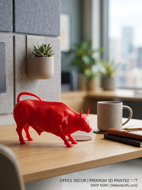 Plastic_Contemporary_Red_Bull_3D_Printed_Desk_Showpiece_&_Buddha_Black_Incense_Holder_Pack_Of_2