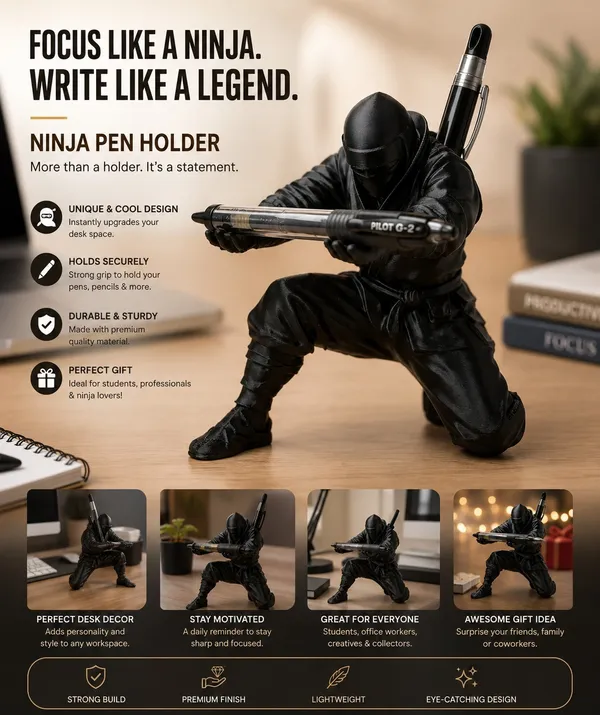 Plastic_Desk_Ninja_Figurine_Pen_Holder