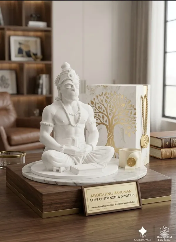 Resin_Spiritual_Meditating_Hanuman_White_Idol