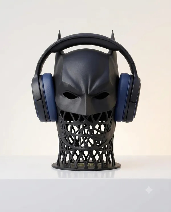 Black_3D_Printed_Batman_Style_Headphone_Stand