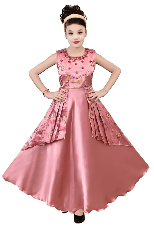 Pink_Satin_Floral_Gown_Dress_For_Girls