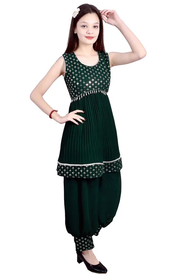 Multicolor_Printed_Sleeveless_Kurta_Salwar_Set_For_Girls_Combo_Set