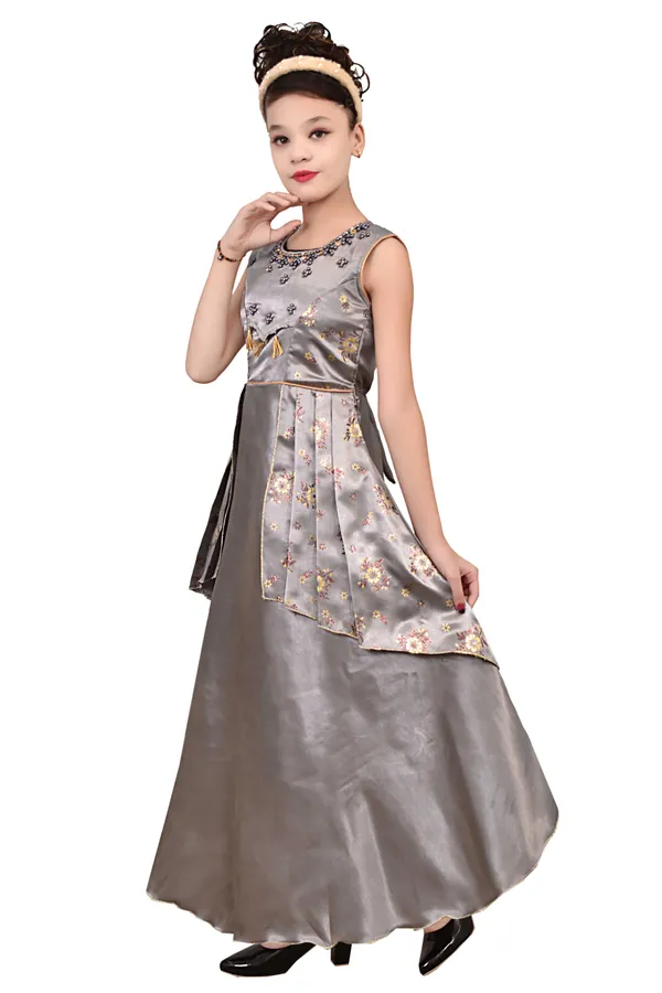 Silver_Satin_Flared_Gown_For_Girls