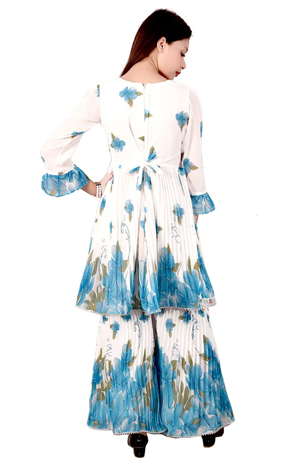 White_Blue_Floral_Print_Anarkali_Sharara_Set_For_Women