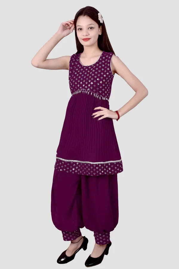Multicolor_Printed_Sleeveless_Kurta_Pant_Set_For_Girls_Combo_Set