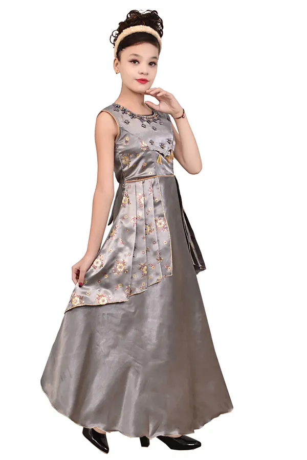 Silver_Satin_Flared_Gown_For_Girls