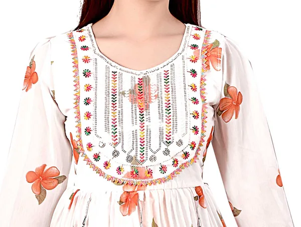 White_Floral_Print_Anarkali_Suit_Set_For_Women