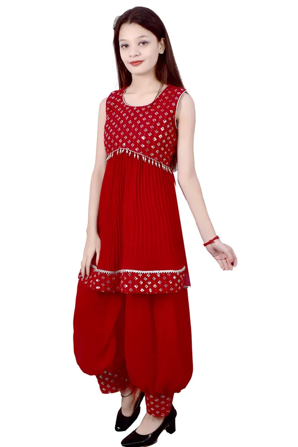 Multicolor_Printed_Sleeveless_Kurta_Pant_Set_For_Girls_Combo_Set