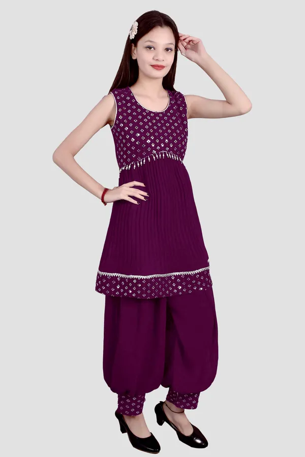 Multicolor_Printed_Sleeveless_Kurta_Pant_Set_For_Girls_Combo_Set