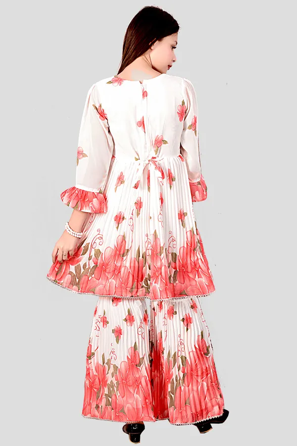 White_Pink_Floral_Print_Anarkali_Sharara_Set_For_Women