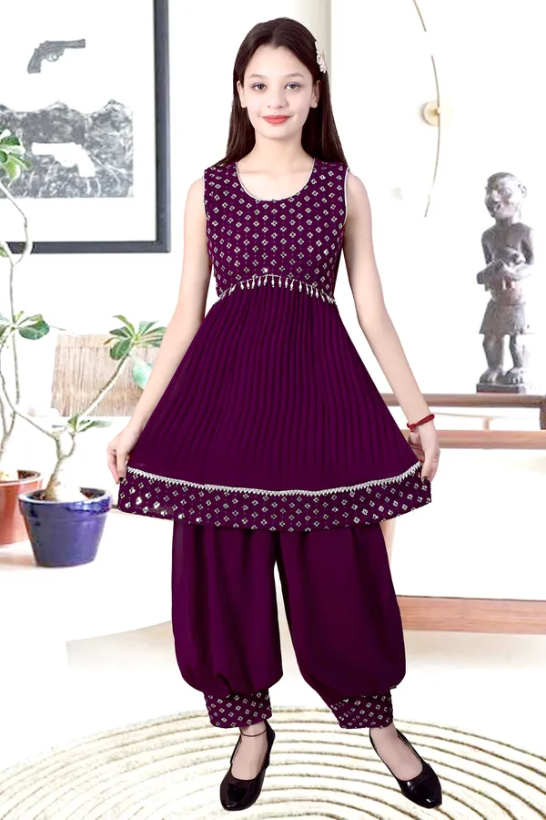 Purple_Printed_Ethnic_Kurta_Set_For_Girls