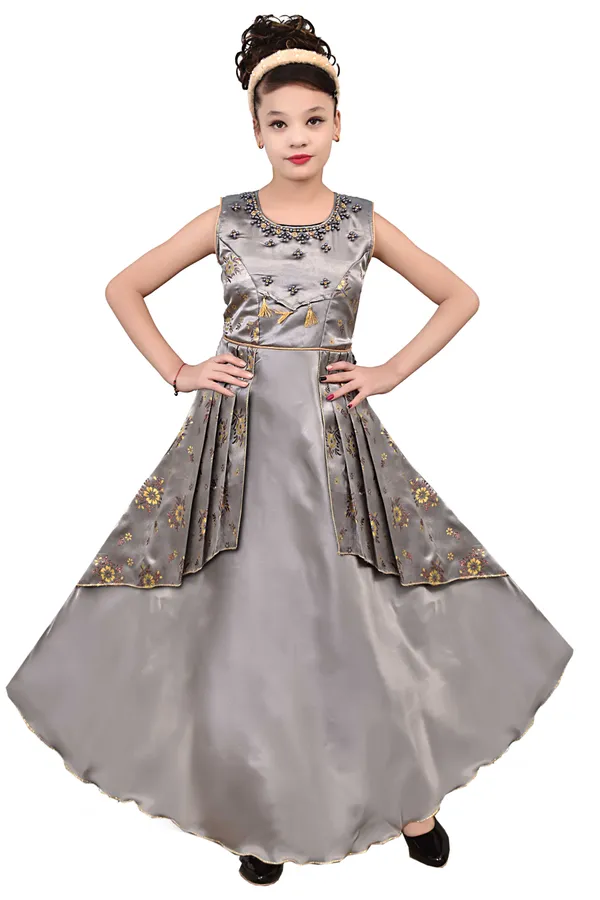 Silver_Satin_Flared_Gown_For_Girls