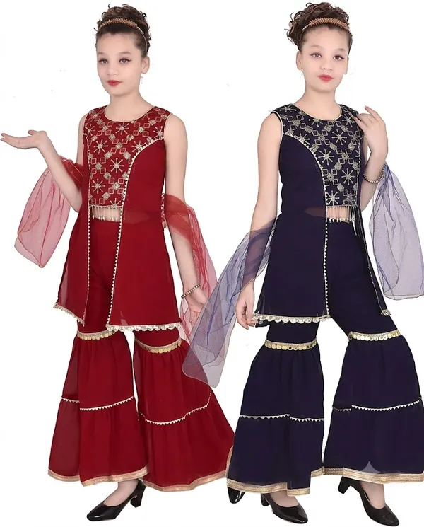 Multicolor_Embellished_Sharara_Suit_Set_For_Girls_Combo_Set