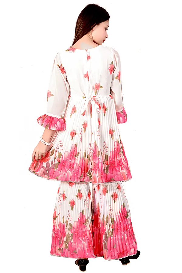 White_Pink_Floral_Print_Anarkali_Sharara_Set_For_Women