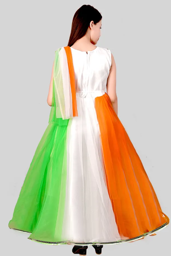 Orange_White_Green_Tricolour_Party_Dress_For_Girls