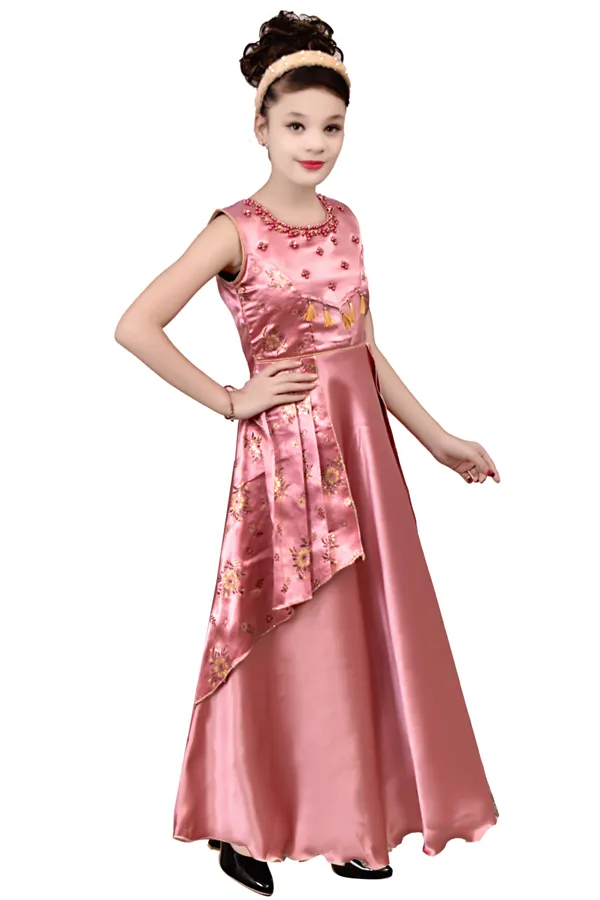 Pink_Satin_Floral_Gown_Dress_For_Girls