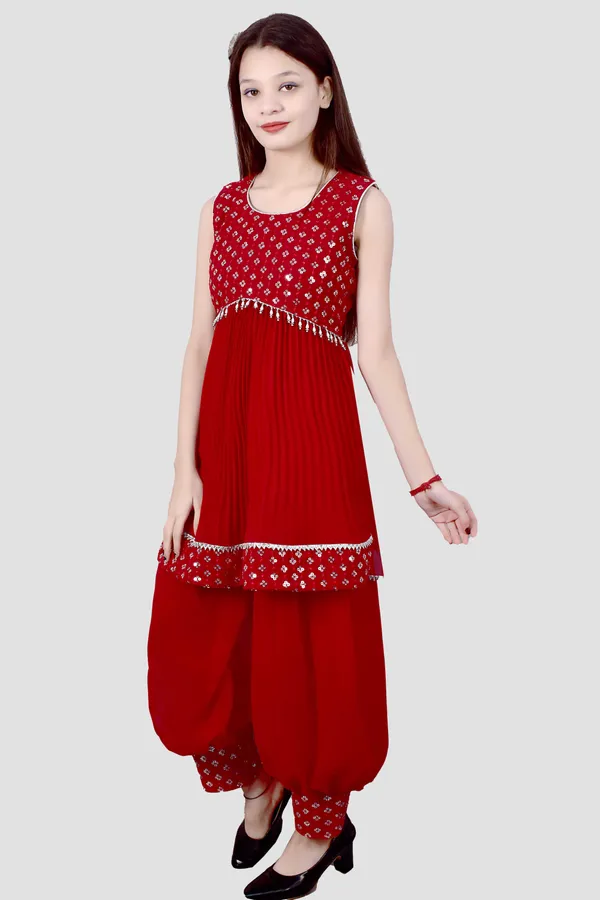 Multicolor_Printed_Sleeveless_Kurta_Pant_Set_For_Girls_Combo_Set